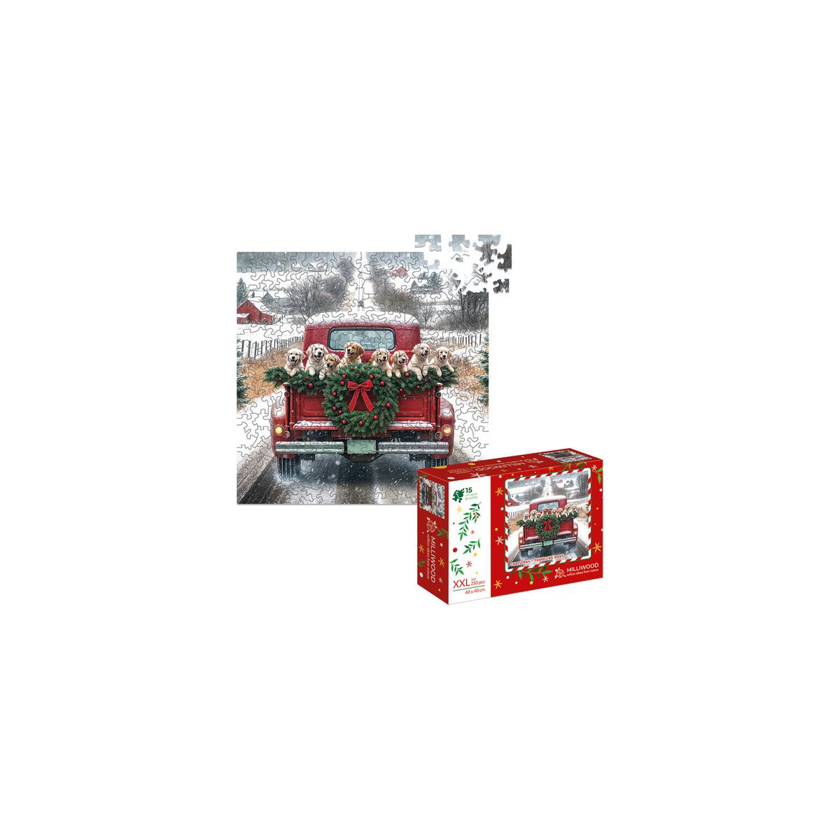 Puzzle Puzzle drewniane – Christmas – Podróżujące psy – 250el. 250 el. Alexander (50943)