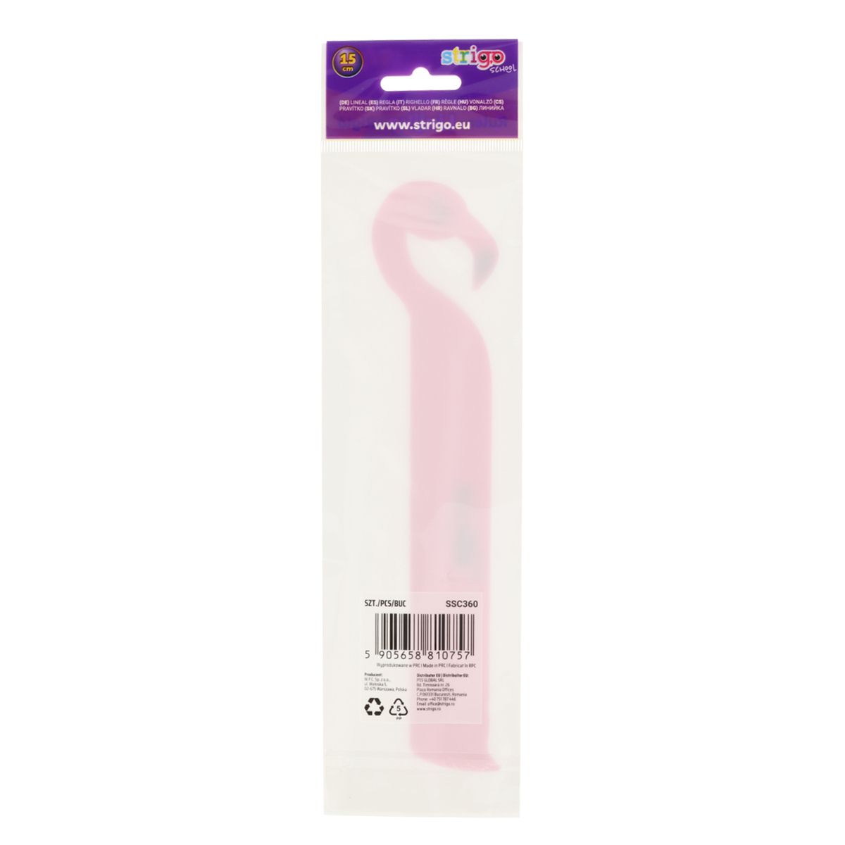 Linijka plastikowa Strigo 15 cm FLAMING 15cm (SSC360)