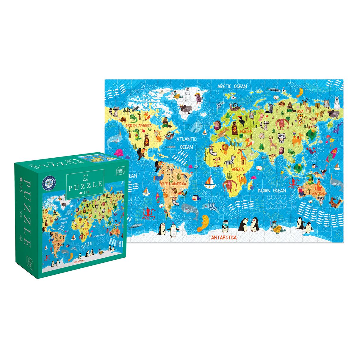Puzzle Interdruk KIDS 5 WORLD MAP 5902277368966 250 el. (250 el)
