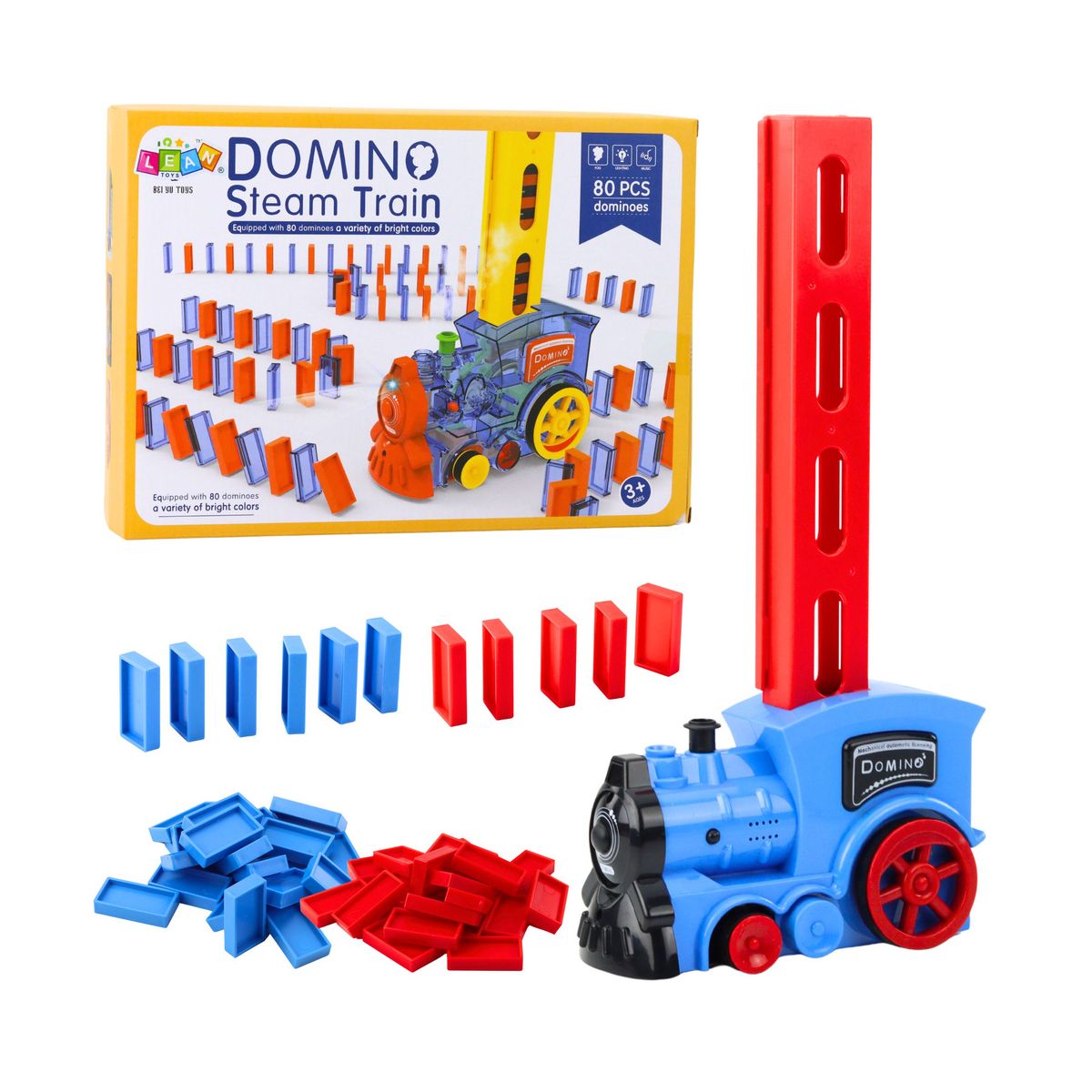 Lokomotywa Na Baterie Klocki Domino Para Wodna 80el Lean (25160)