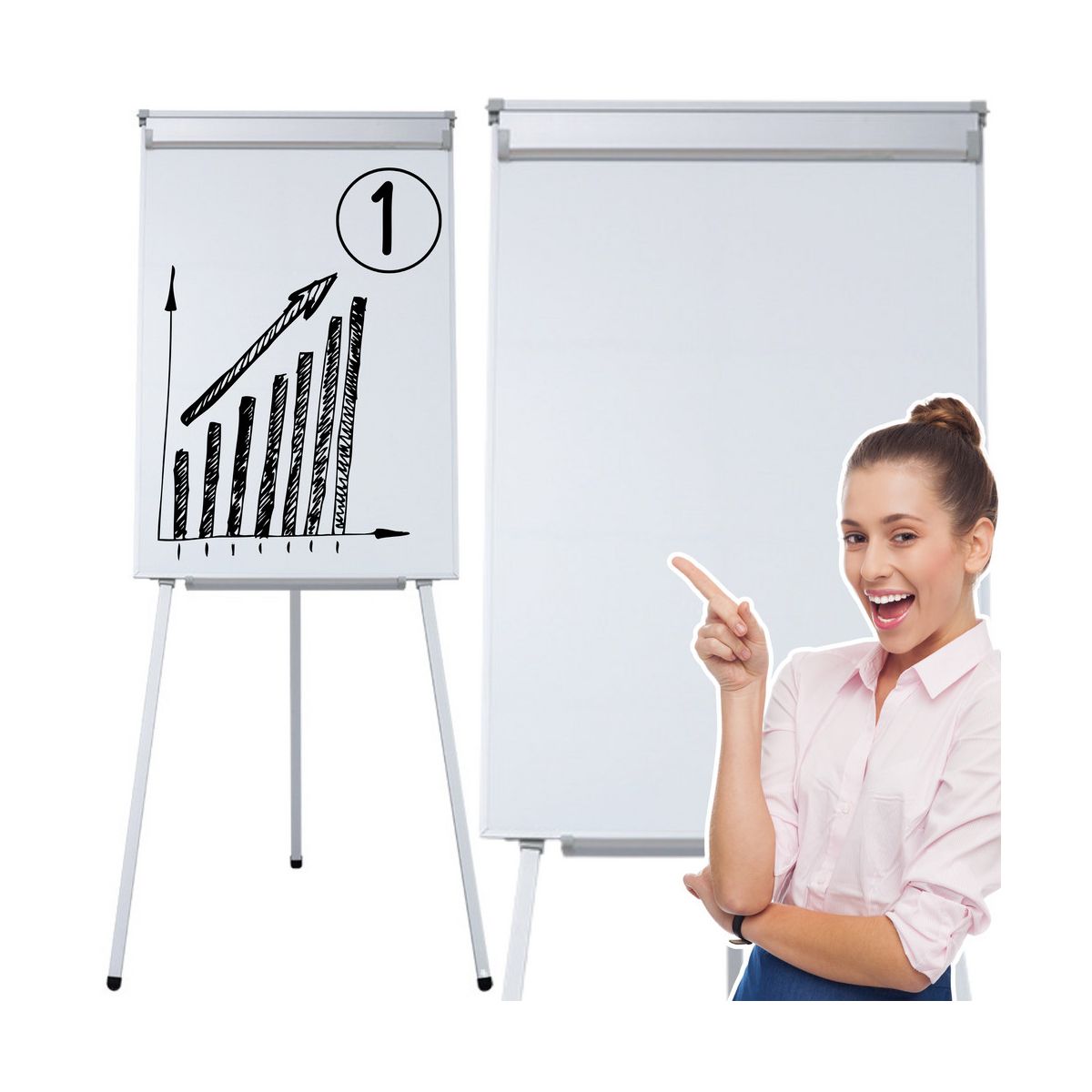 Tablica magnetyczna Wielofunkcyjna Flipchart Na Trójnogu [mm:] 700x1000 Lean (20704)
