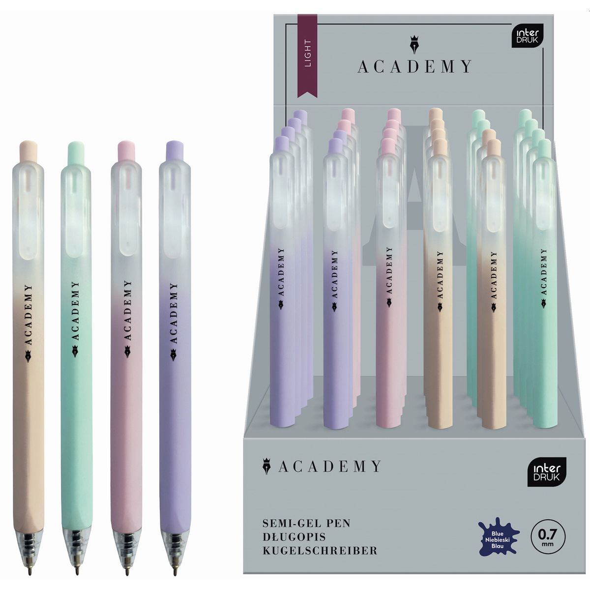 Długopis olejowy Interdruk ACADEMY LIGHT Pastel niebieski 0,7mm