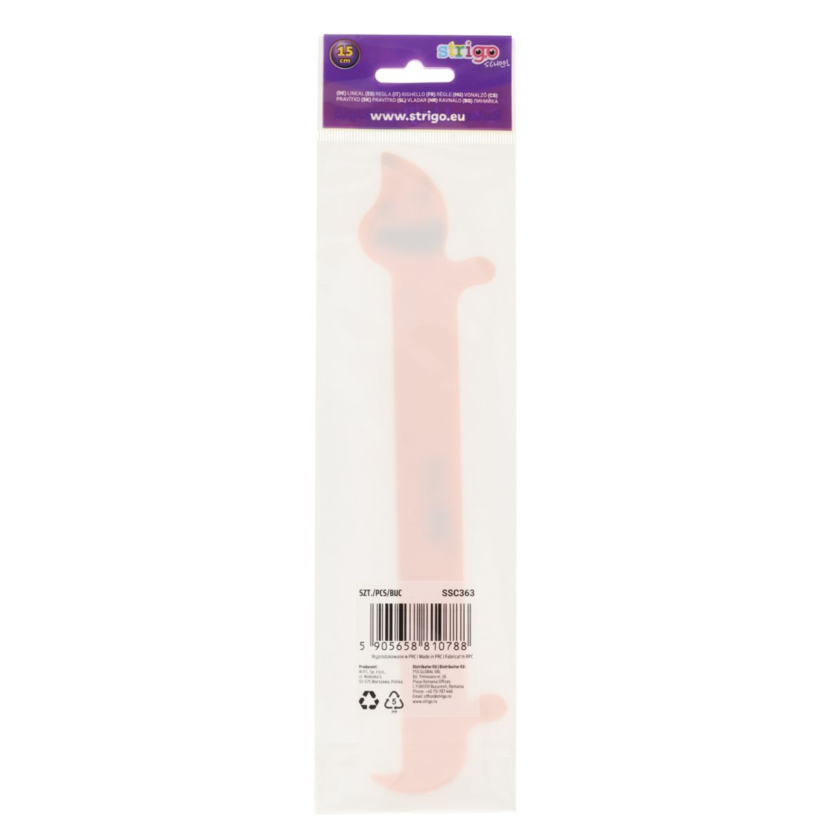 Linijka plastikowa Strigo 15 cm JAMNIK 15cm (SSC363)
