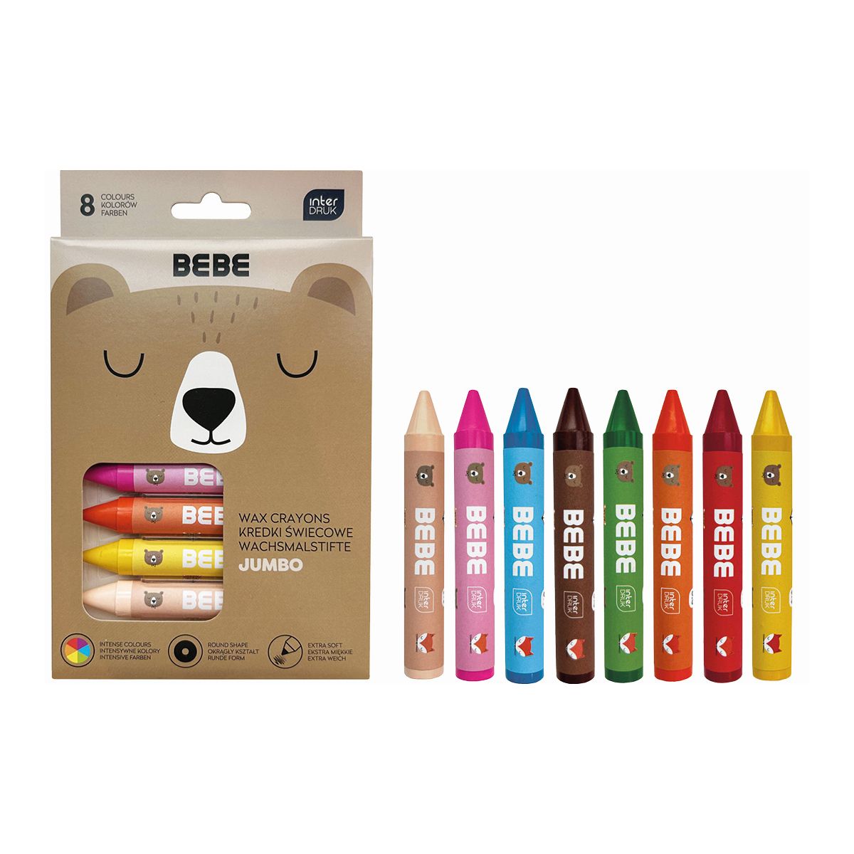 Kredki świecowe Interdruk BB KIDS pastel jumbo 8 kol. (8 kol)