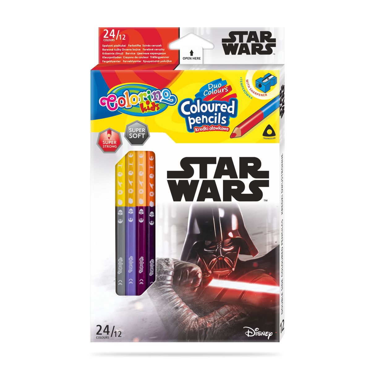 Kredki ołówkowe Patio Disney Star Wars dwukolorowe 12 szt 24 kol. (89465PTR)