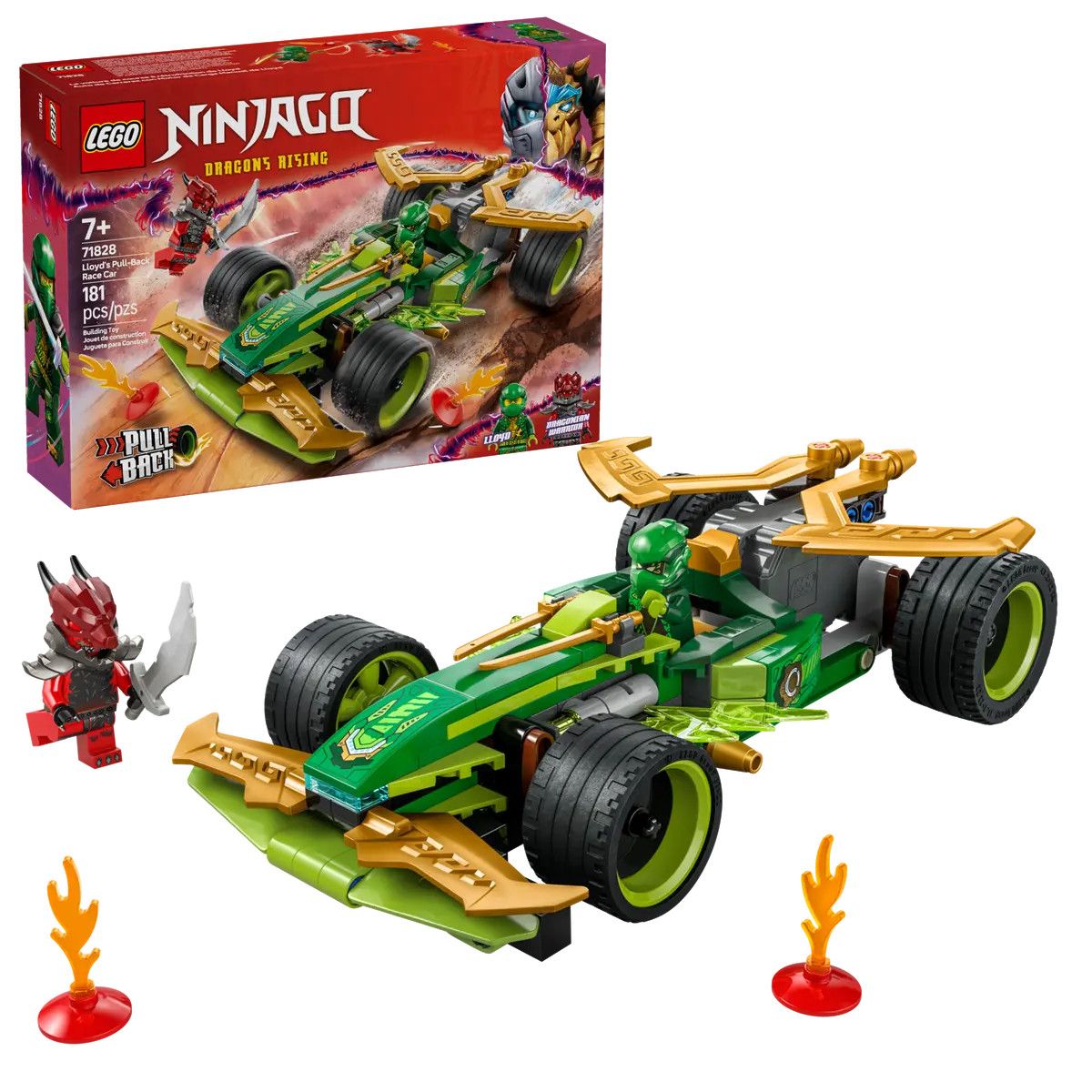 Klocki konstrukcyjne Lego Ninjago Samochód wyścigowy Lloyda z napędem typu pull-back (71828)