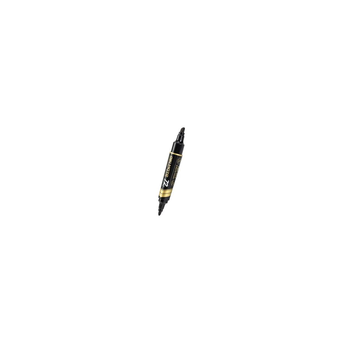 Marker permanentny dwustronny czarny 1,5-2,6mm okrągła/ścięta końcówka Deli (EU72-BK)