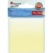 Notes samoprzylepny (karteczki) Titanum transparentne, z polipropylenu 75x75 50k [mm:] 75x75