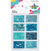 Cekiny Titanum Craft-Fun Series okrągłe zestaw 8 kolorów niebieskie (3G8P 160161)