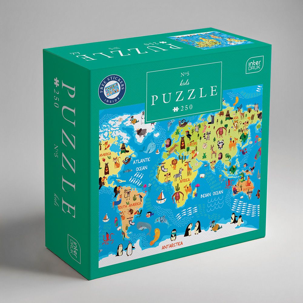 Puzzle Interdruk KIDS 5 WORLD MAP 5902277368966 250 el. (250 el)